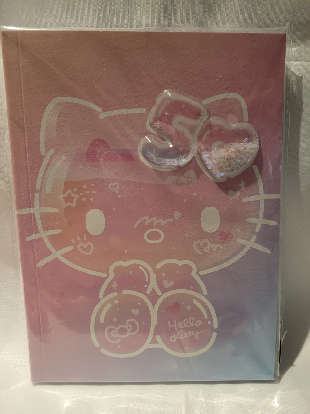 NWT Hello Kitty x Studio Oh! 50th Gold Clear Cosmetic Pouch w/ Stationery Set